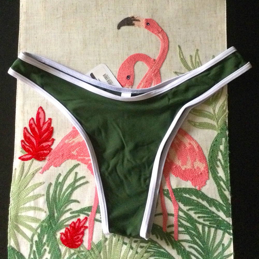 🆕 VDM Sexy Green and White Highcut Leg Bikini Bottom 🌴🌊🌞